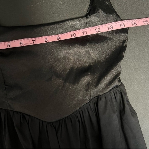 Zara Dress Women Small Black Satin Top Fit & Flared Mini Sleeveless Square B26 - Picture 9 of 11